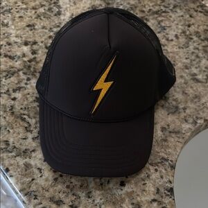 Black Cap with Gold Lightning Bolt